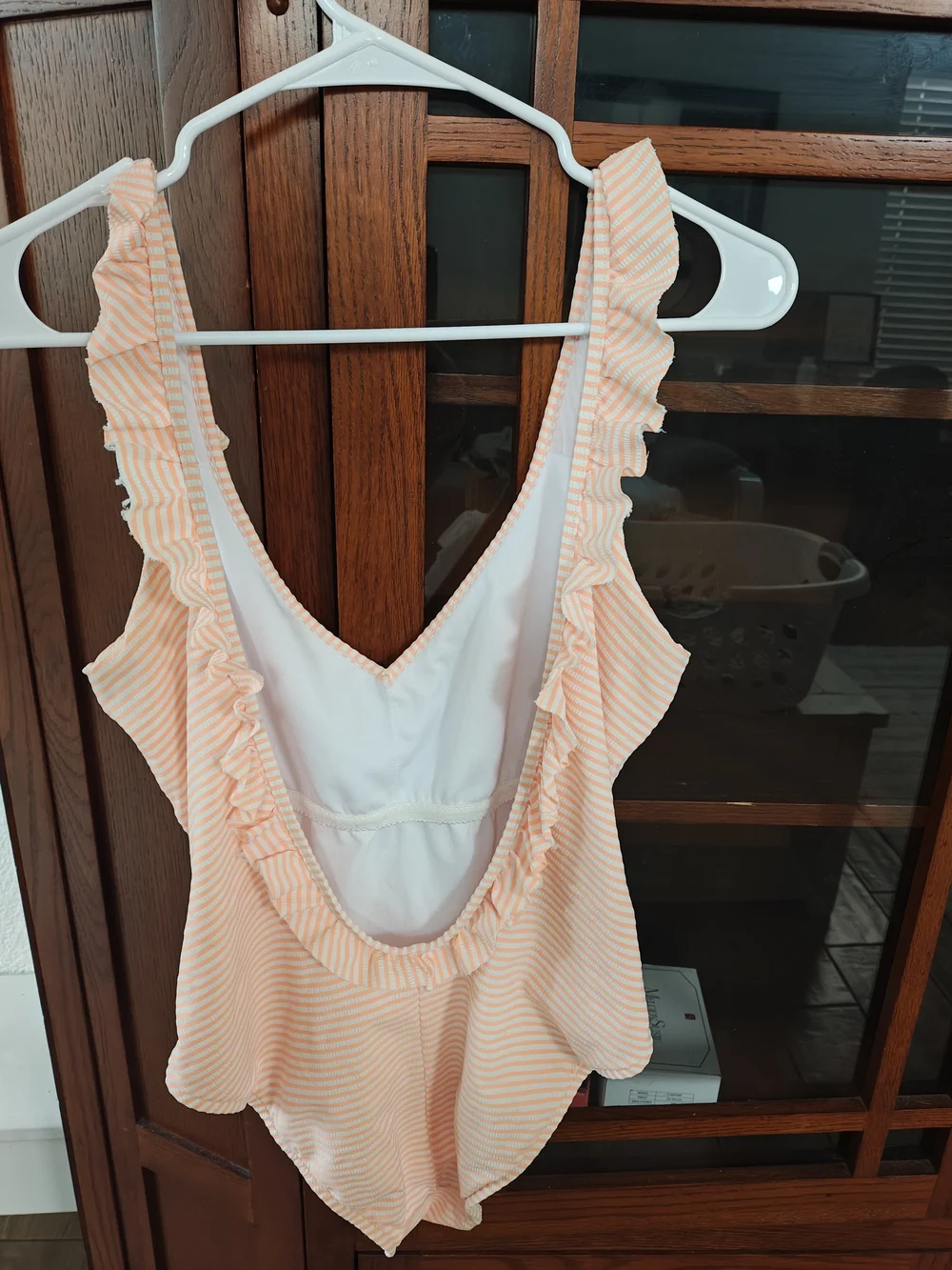 Polo by Ralph Lauren Orange and White Striped One-Piece Swimsuit-M